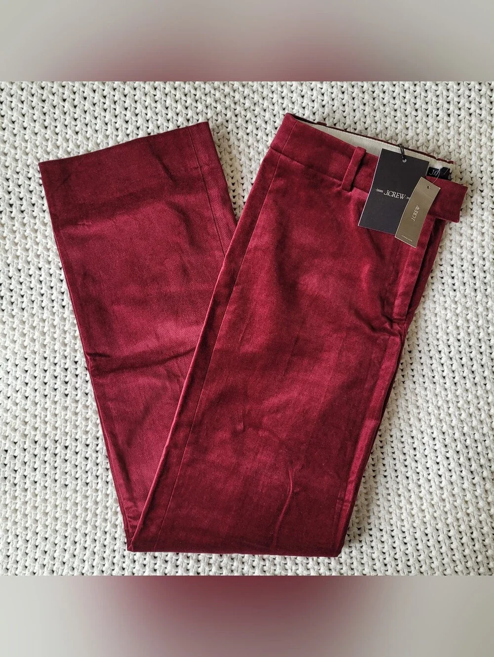 NWT J. Crew Stella Pant In Velvet, Inky Burgundy